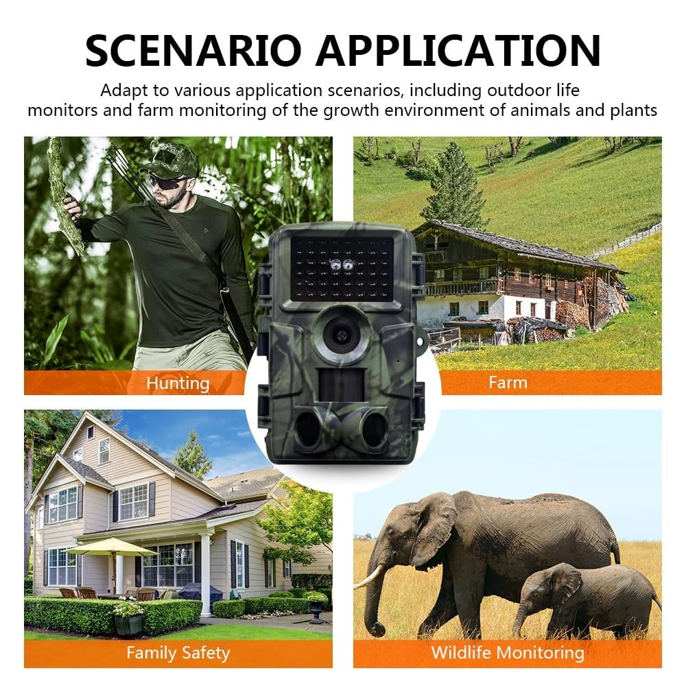 48MP 4K 30fps Wildlife Camera with Mobile Phone Transmission, Motion Sensor, Night Vision, WiFi, 120° Detection Angle, 0.2s Fast Trigger, IP66 Waterproof for Wildlife Monitoring and Home Security