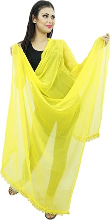 Chiffon Blend Dupatta Long Stole Women Neck Wrap Indian Scarves Chunni Beach Scarf