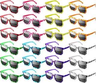 24/48 Pack Pixel Sunglasses Bulk, Gamer Robot Pixelated Mosaic Sunglasses Pixel Glasses Birthday Party Favors Supplies