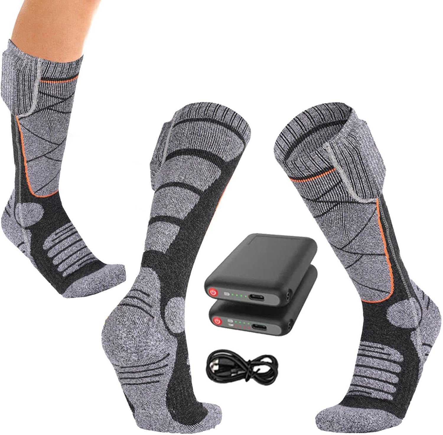Heated Socks USB Rechargeable, 5000mAh Electric Rechargeable Heated