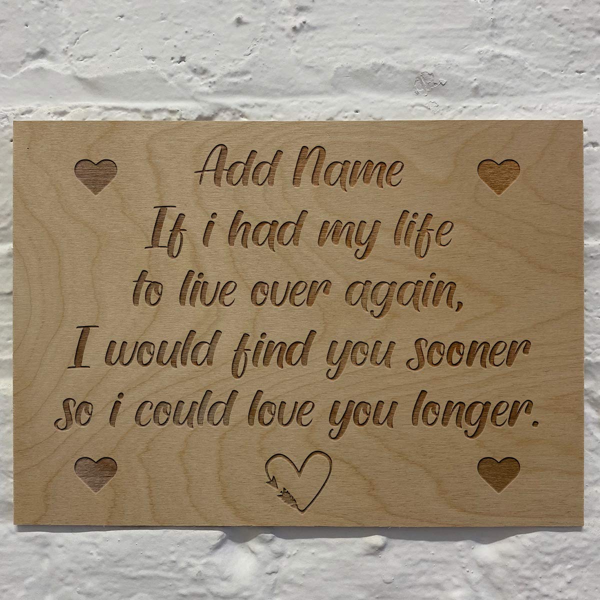 Cutncraft Designs Personalised Wooden Plaque Love Quote Add any Name Valentine Anniversary 42x30cm (16.5"x11.7")