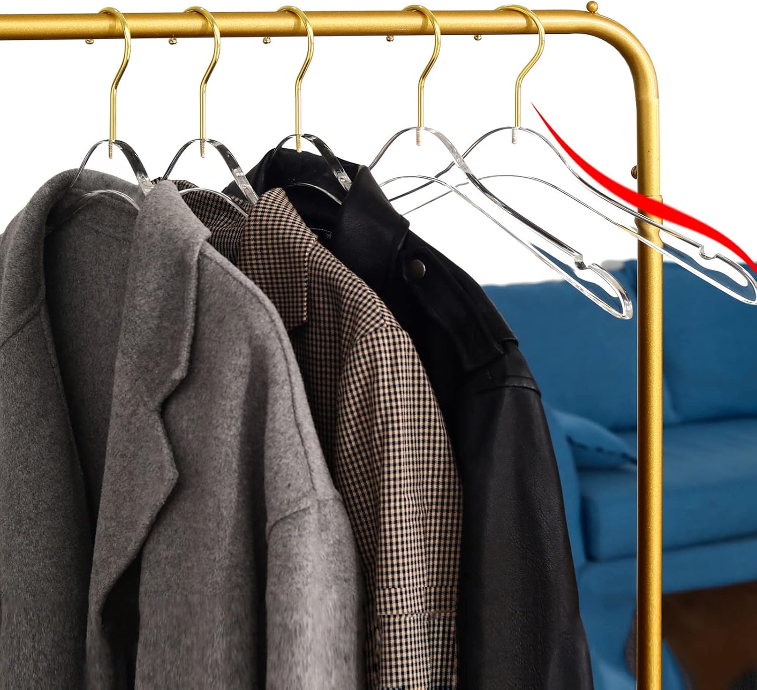 Besser 15 Pack Acrylic Hangers with Gold,Acrylic Clear Hanger,Premium Crystal Dress Hangers Swivel Gold Hook Luxurious Shiny Clothes Hangers(Clear-Style B) - Image 4