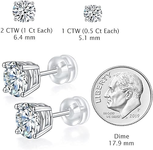 Miniatura 6 de Moissanite Stud Earrings Lab Created Diamond 18K White Gold Plated 925 Sterling Silver Earring Jewelry Gifts for Women Men