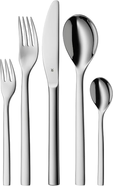 WMF Atria zestaw sztućców dla 6 osób, 30-częściowy, nóż monobloc, polerowana stal nierdzewna Cromargan, błyszczący, nadaje się do mycia w zmywarce