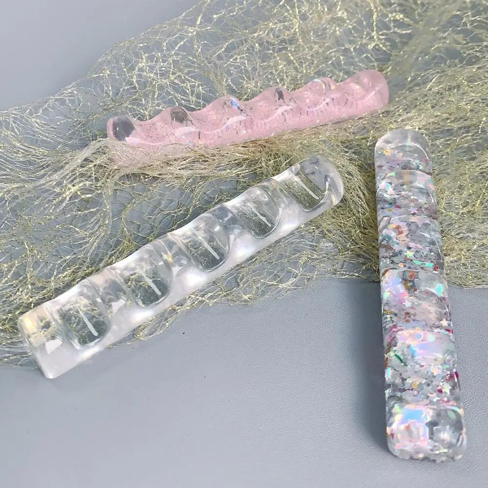 Acrylic Nail Art Brush Holder Stand - 5 Grids Crystal Clear Nail Brush Organizer, Perfect for Manicure and DIY Nail Art Pens, Brushes, and Tools (3