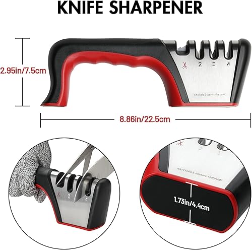 Miniatura 3 de Simple Deluxe Afilador de cuchillos de cocina 4 en 1 4 etapas Los mejores accesorios de cuchillos y tijeras herramienta afiladora con un guante