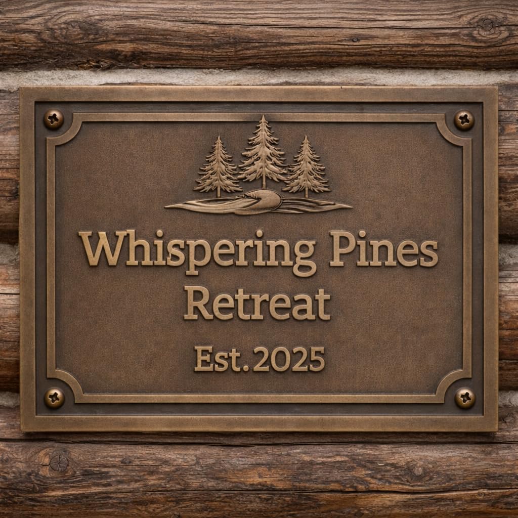 Custom Engraved Brass Plaque – Personalized Name Plate with Elegant Border, Indoor/Outdoor Durable Sign with Mounting Holes for House, Office Door, Memorial or Award Gift (6"x8"IN)