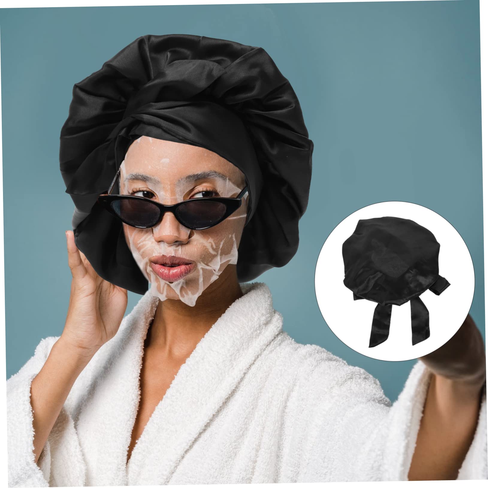 Beavorty 3piezas Gorro De De Satén Con Lazo Para Cabello Bañera Portátil y Ligero Para Spa Maquillaje y Cuidado Del Cabello Casa