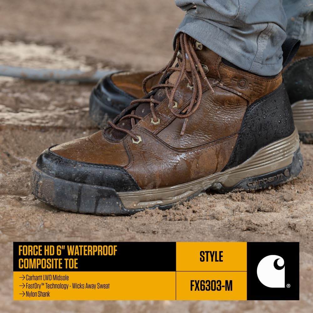 Carhartt Footwear FX6303M Force® HD 6" Waterproof Composite-Toe Work Boot 10.5 M Brown