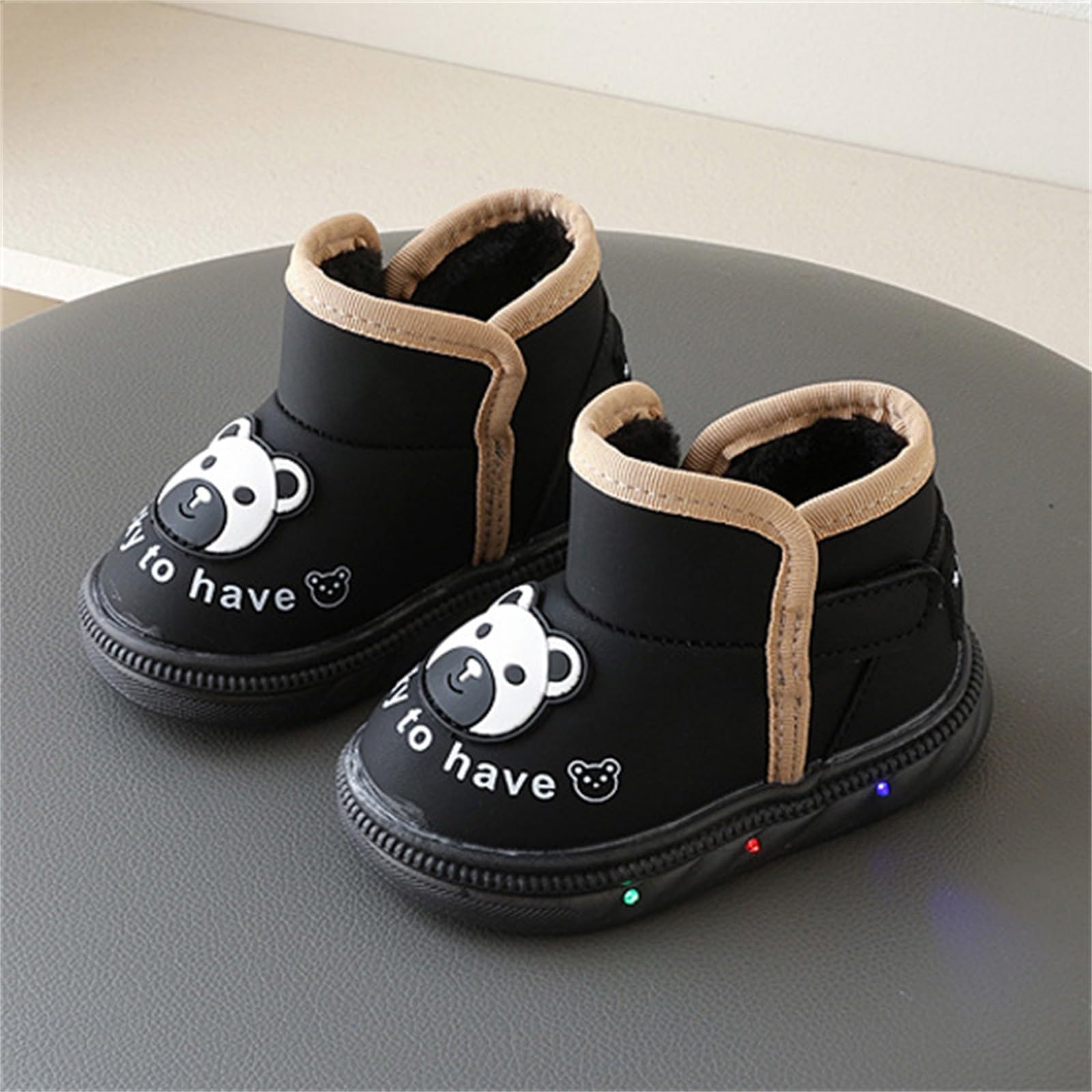 Kids Baby Winter Boots Boys Girls Toddler Warm Ankle Boots Infant Soft Sole Non-Slip with Grips Shoes Fashion Boot (Black, 6 Infant)