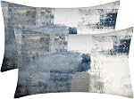 2 Pack Couvertures d'oreillers d'art abstrait rouge et gris, Galerie Coussin moderne pour Couch Maison Chambre à coucher Salon Décor 18x18 1 cm