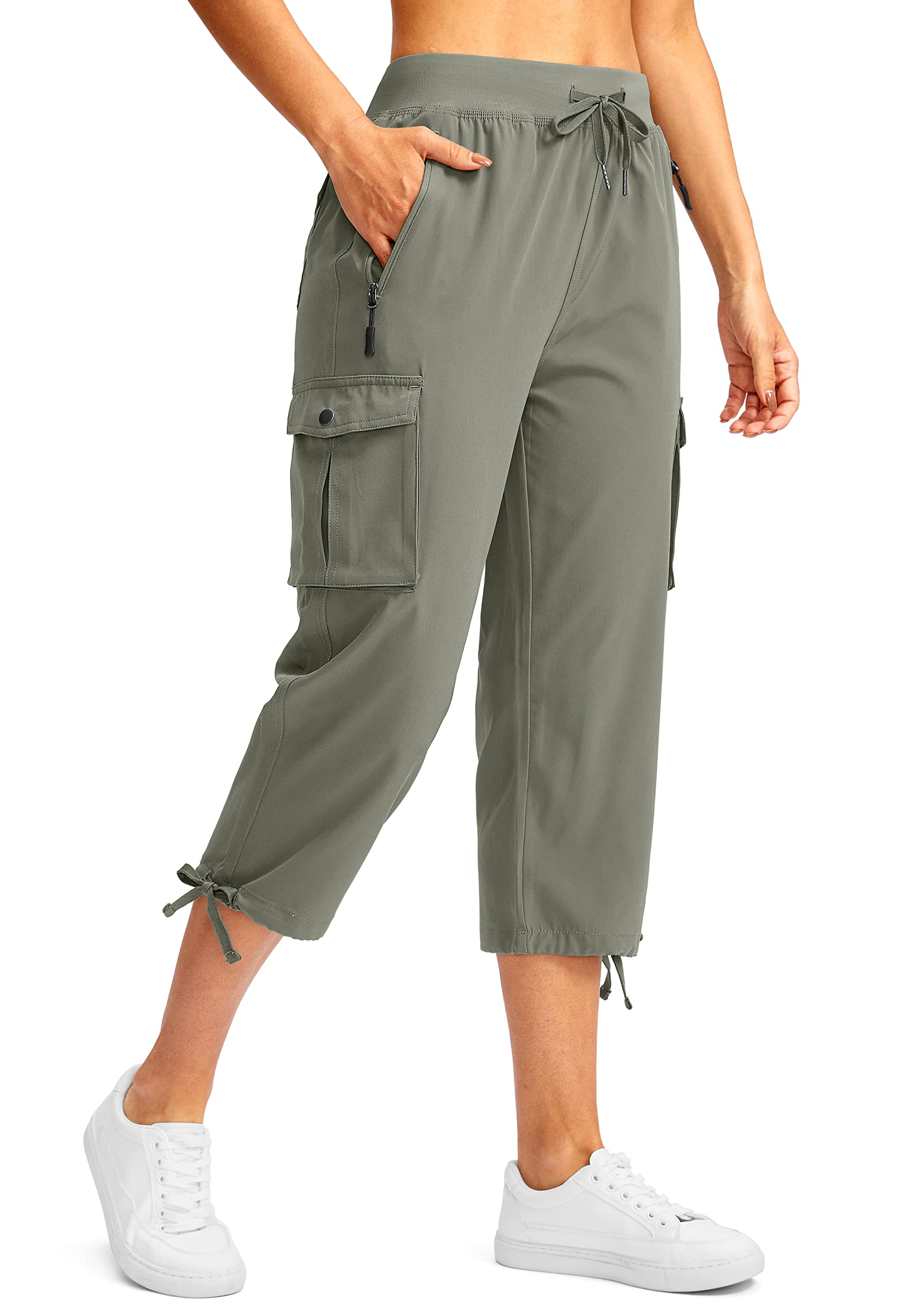 Soothfeel Women's Cargo Capris Pants with 6 Pockets Lightweight Quick Dry