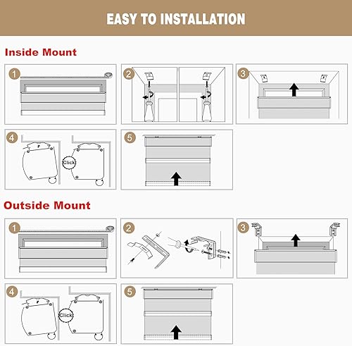 Miniatura 7 de Changshade Persianas enrollables 100% opacas sin cordones para ventanas, persianas de parada libre, tela aislante térmica, protección UV, persianas