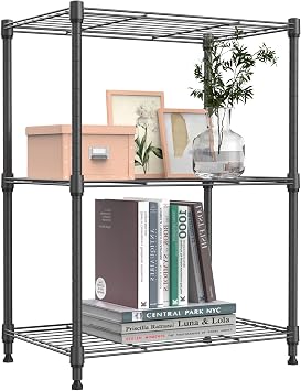 M MZG Storage Shelves 3 Tier Heavy Duty Metal Storage Unit With Height Adjustable Shelves and Levelling Feet 204.3 kg Load Weight Organizer for Garage, Laundry, Kitchen 30 x 45 x 67 cm Grey