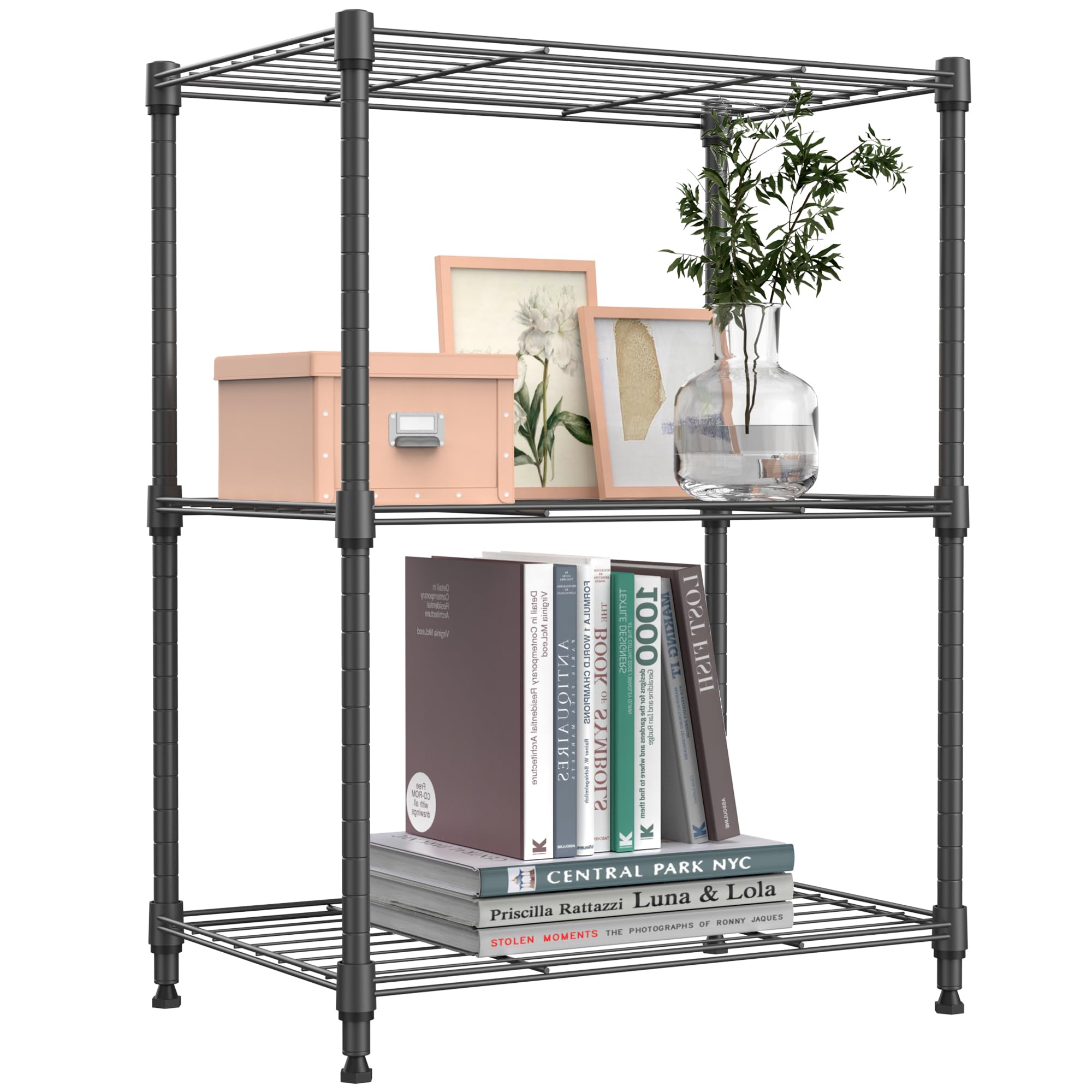 M MZG Storage Shelves 3 Tier Heavy Duty Metal Storage Unit With Height Adjustable Shelves and Levelling Feet 204.3 kg Load Weight Organizer for Garage, Laundry, Kitchen 30 x 45 x 67 cm Grey