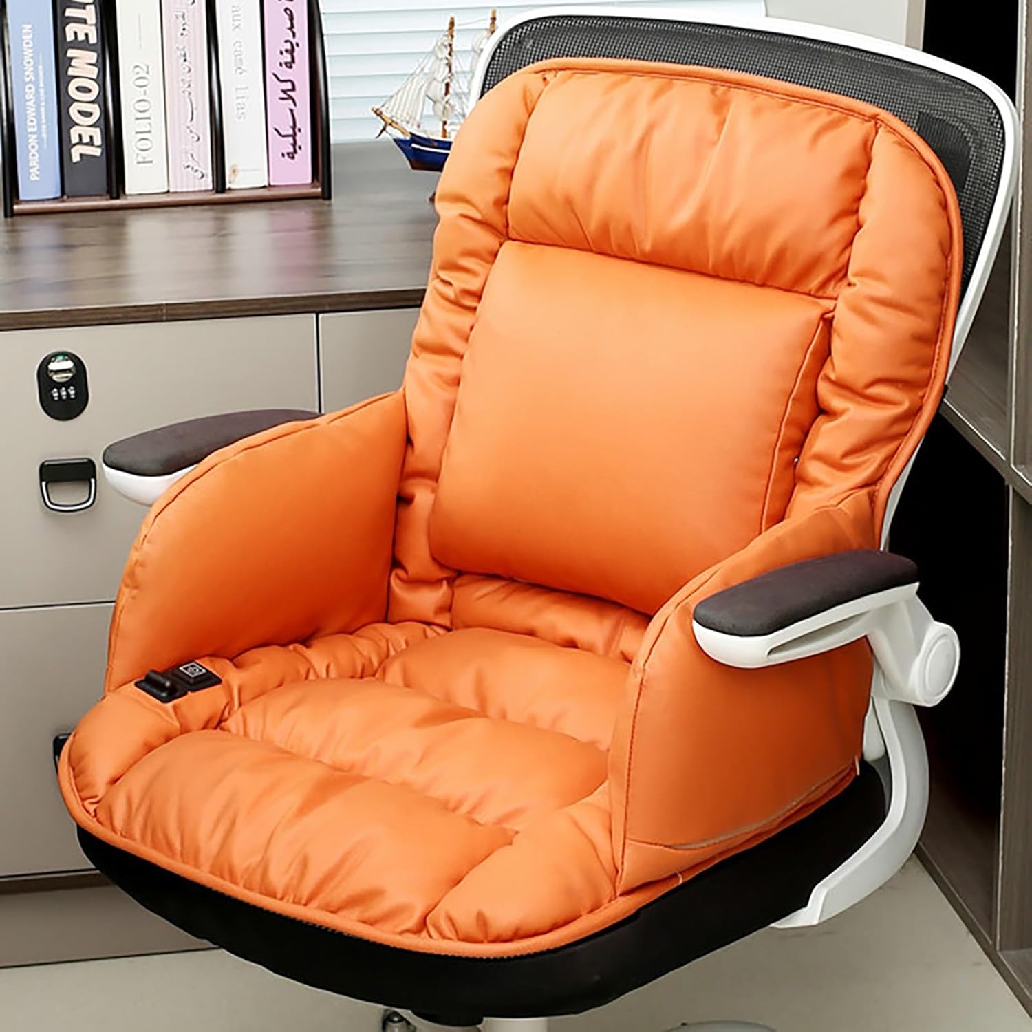 Office Chair Warmer, Heated Full Body Chair Cushion, Adjustable Temperature, Washable Fast Heated Pads for Home Office Relaxation(Orange)