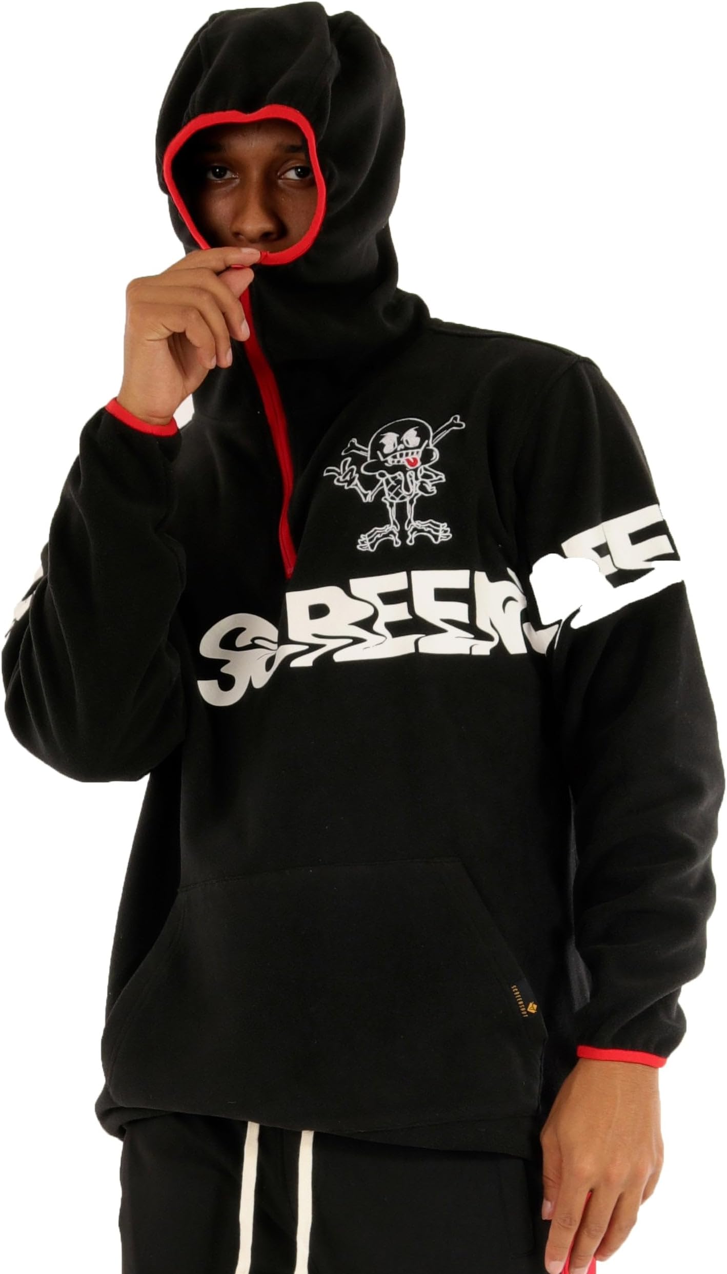 SCREENSHOTFLEECE HOODIE 3202 Mens Urban Streetwear Graffiti Embroidery Patch Fleece Pullover Hoodie Sweatshirt Top