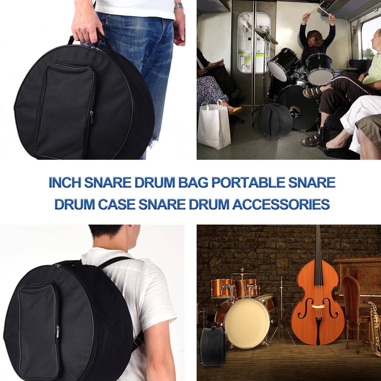 Bolsa Para De Caja 14 Pulgadas Acolchada De Tela Oxford Con Correa Ajustable Y Bolsillo Exterior Para Accesorios De PercusióN