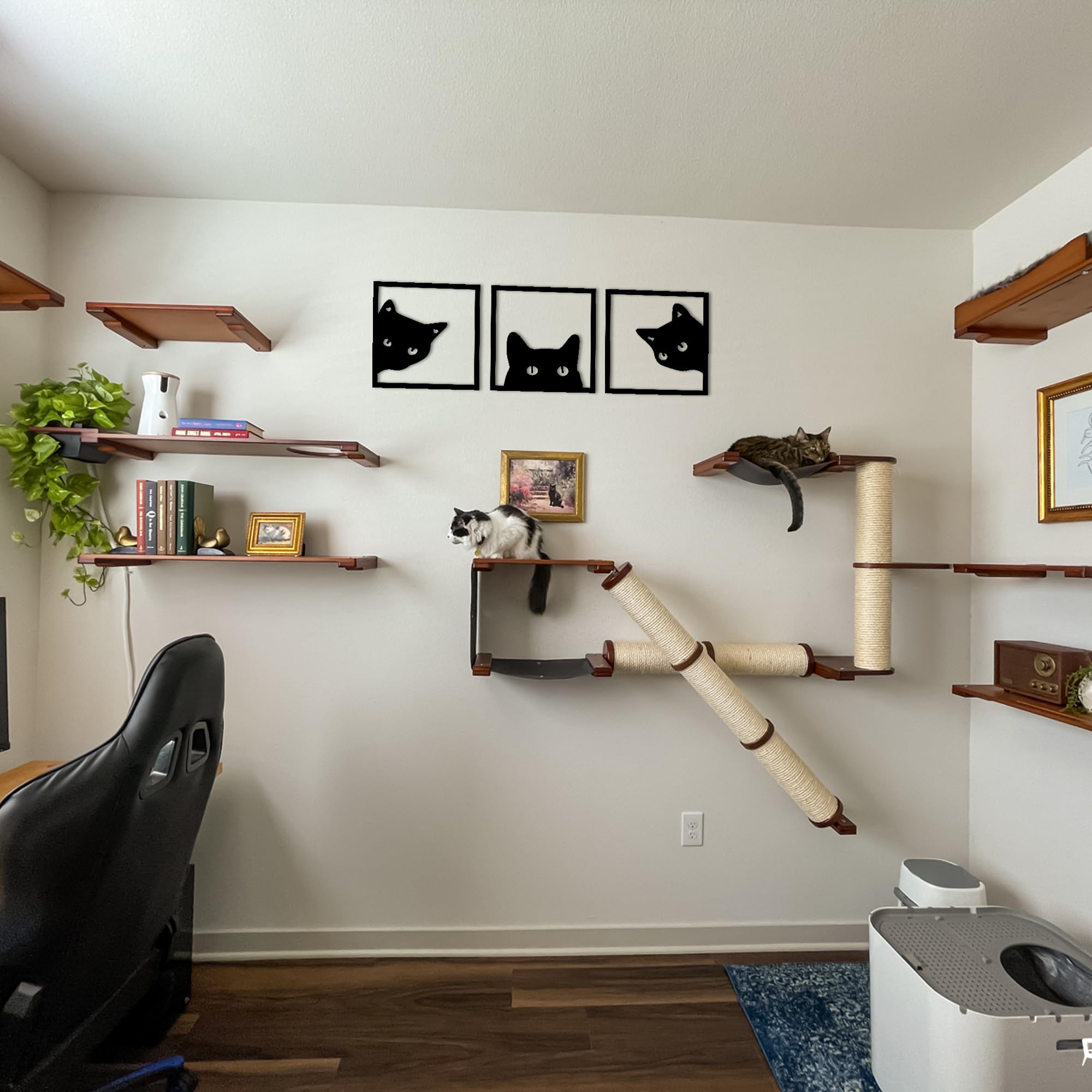 Black Cat Sculpturewood Cat Wallhangingintarsia Cat