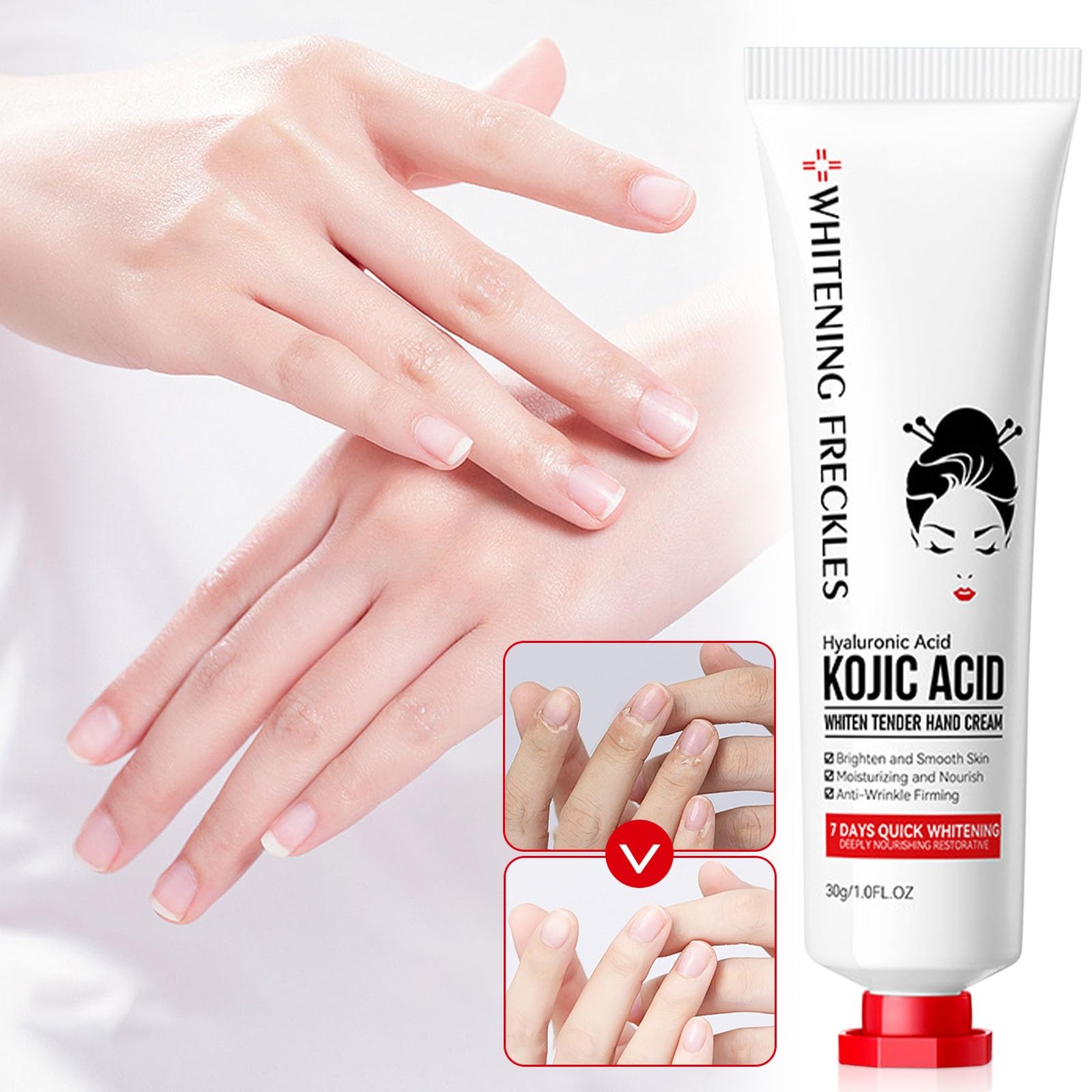 Lot de 3 crèmes à l'acide kojique pour les mains, soin hydratant anti-âge, teint uniforme, dommages du soleil et taches de vieillesse, taches sombres