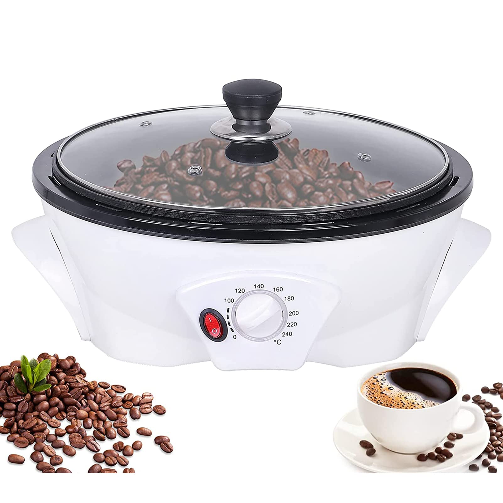 GTHTUHFD Coffee Roaster Machine, 1200W Household Coffee Roaster With Timer, 0-240℃ Temperature Adjustable, Electric Coffee Bean Roasting Machine