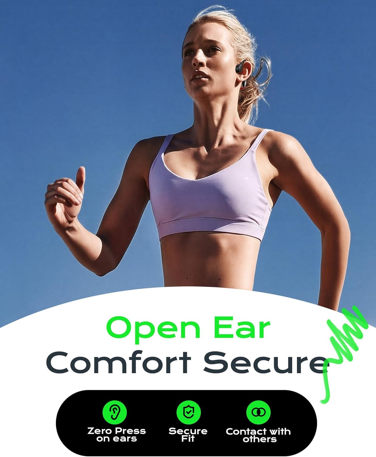 Open Ear Sport Headphones, Wireless Bone Conduction Earphones, Built-in 32GB MP3,with Mic, IP68, Sweat & Water Resistant, Up to 8 Hours Battery, Bluetooth 5.3,for Running,Workouts