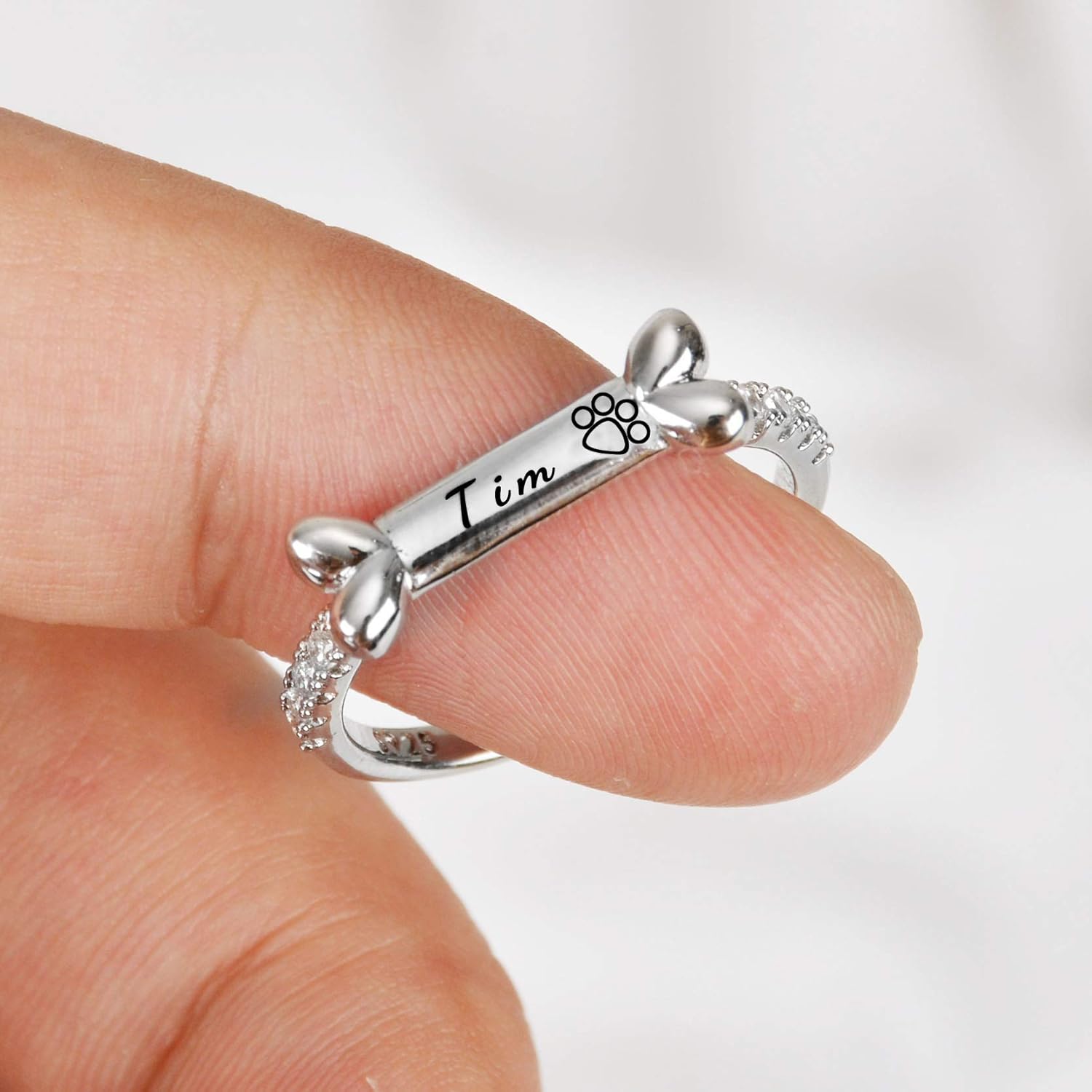 dog bone ring with name