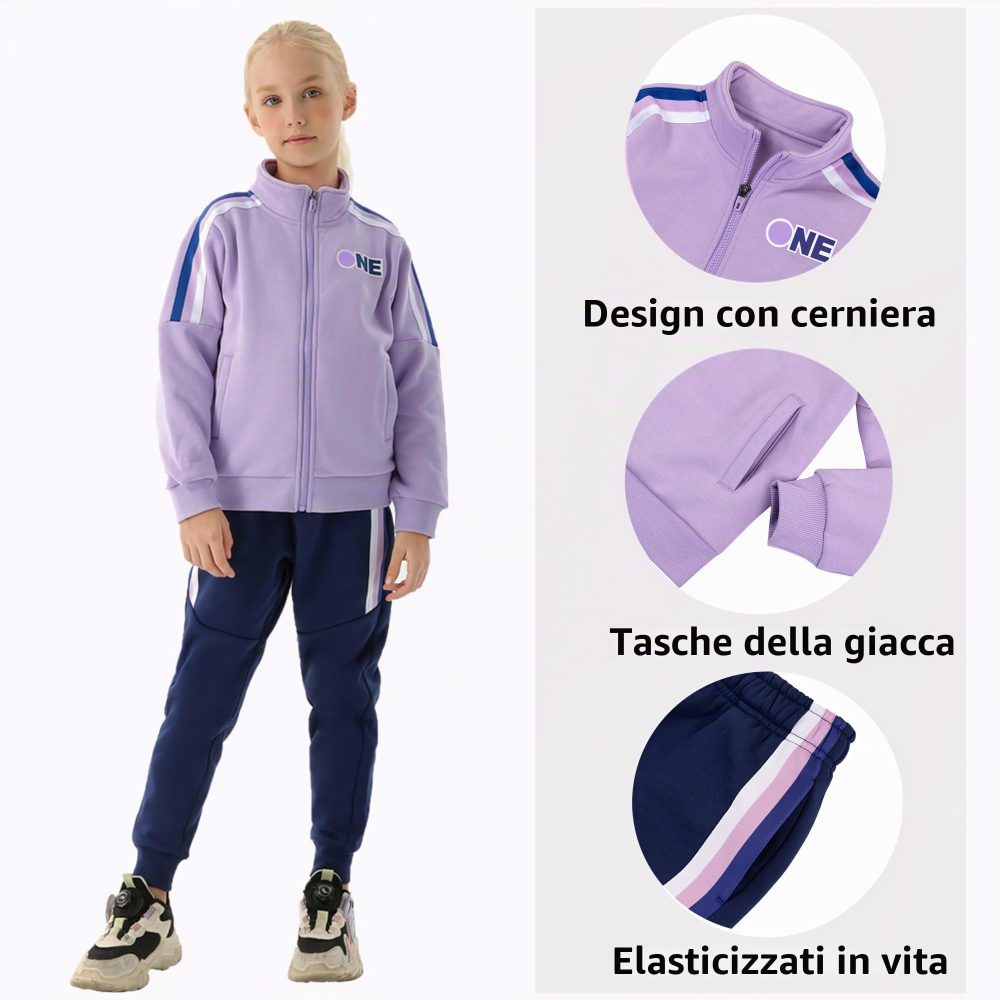 Ragazze Abbigliamento Set 2 pezzi Bambine Ragazze Completo da Tuta Sportiva Jogging Set Giacca e Pantaloni Tute da Bambine età 4-15 Anni
