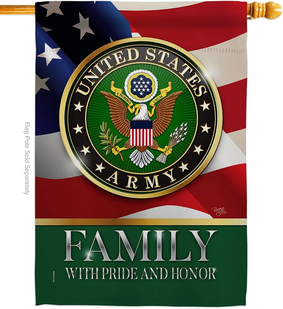 Breeze Decor US Army Family Honor House Flag - Armed Forces Rangers United State American Military Veteran Retire Official - Decoration Banner Small Garden Yard Gift Double-Sided Made in USA 28 X 40