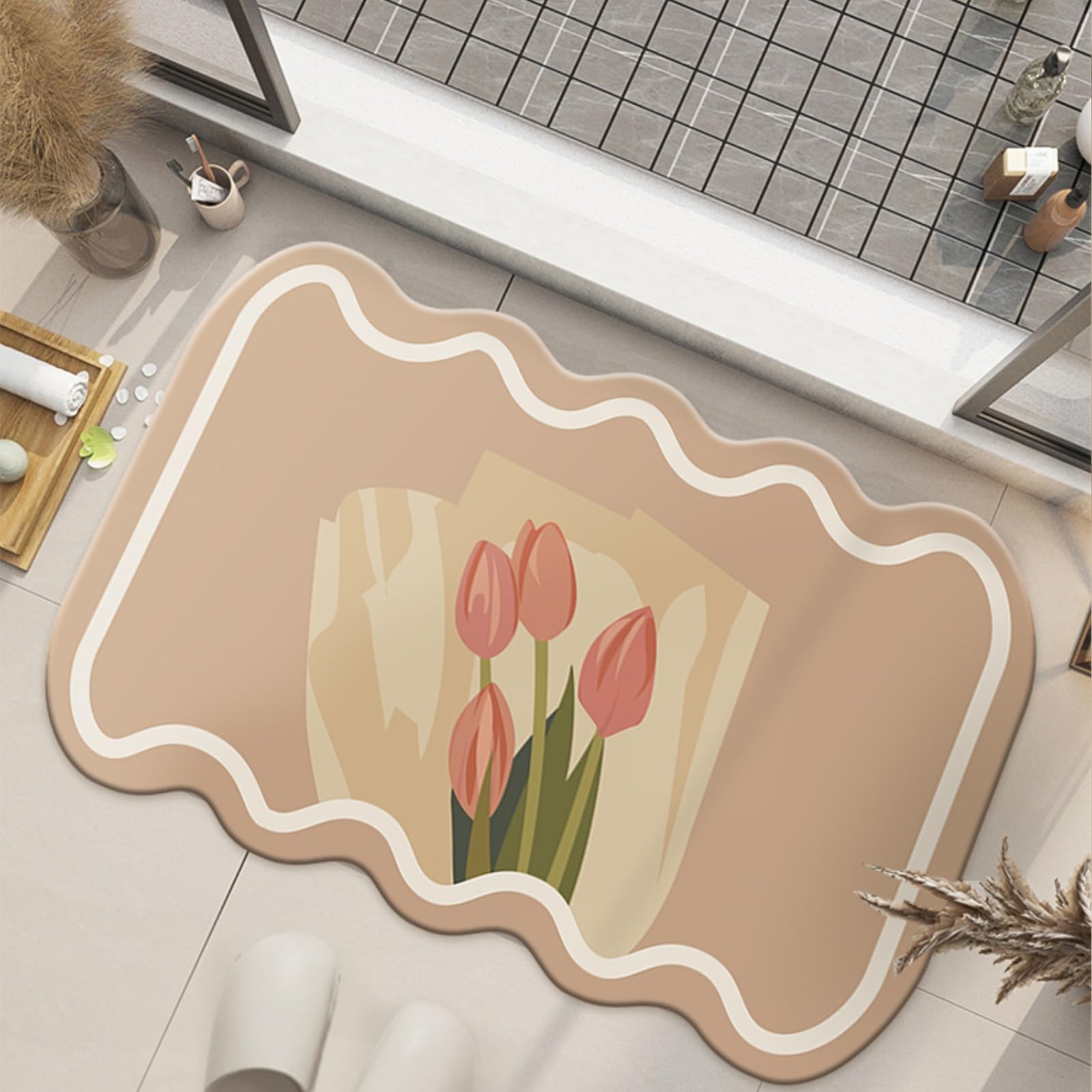 Tapis de sol en boue de diatomée 50x80 cm lavable et antidérapant pour douche