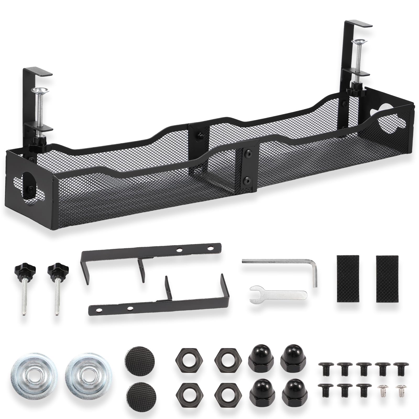 Eyoulife Under Desk Cable Management Tray, No Drill Versatile Metal Desk Cable Organizers