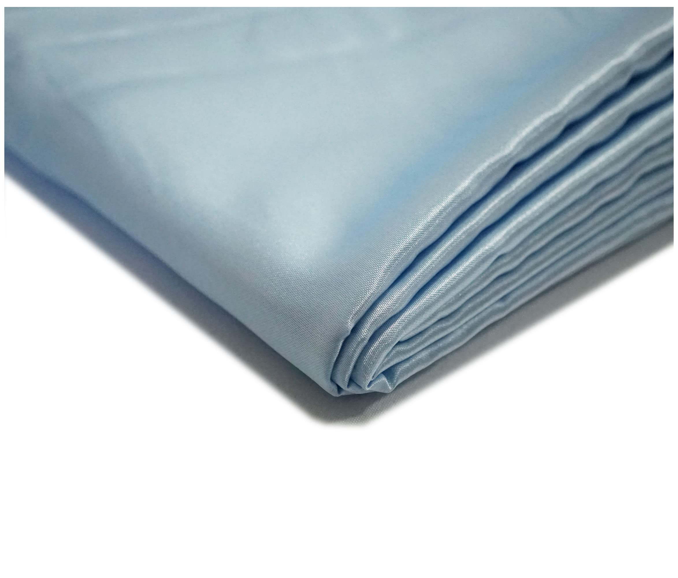 Silky Satin Polyester Fabric for Dressmaking Wedding Crafts Quilting Sewing 150cm Wide (500 x 150cm / 197" x 60", Light Blue) - Image 2