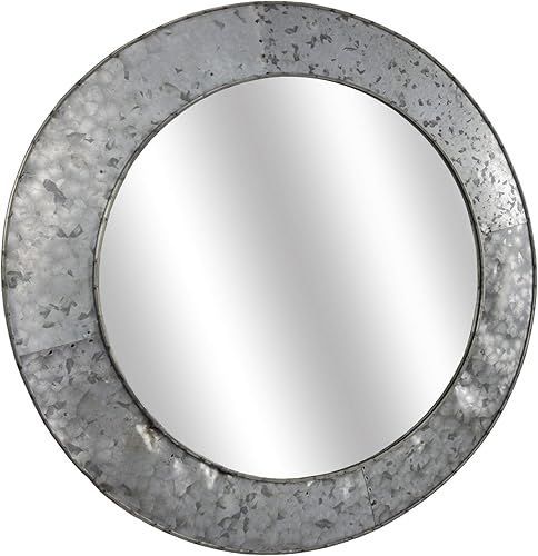 Head West Espejo de pared redondo con marco de metal galvanizado - 22 x 22 disponible en Yaxa Venezuela