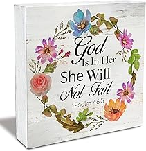 Bible Verse Psalms Wood Box Signs With Sayings Rustic God Is In Her She Will Not Fail Scripture Wooden Box Sign Christian Wooden Block Box Signs Ornaments Home Office Desk Shelf Decor_7 x 7 inch