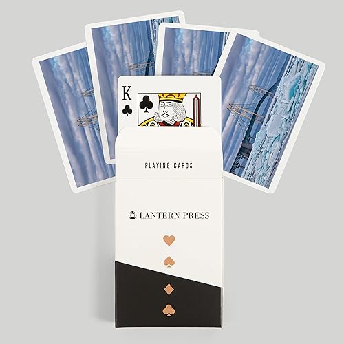 Miniatura 6 de Mackinaw City, Michigan, Paisaje invernal de fragmentos de hielo azul y el puente Mackinac (52 cartas, baraja de cartas de tamaño póquer con