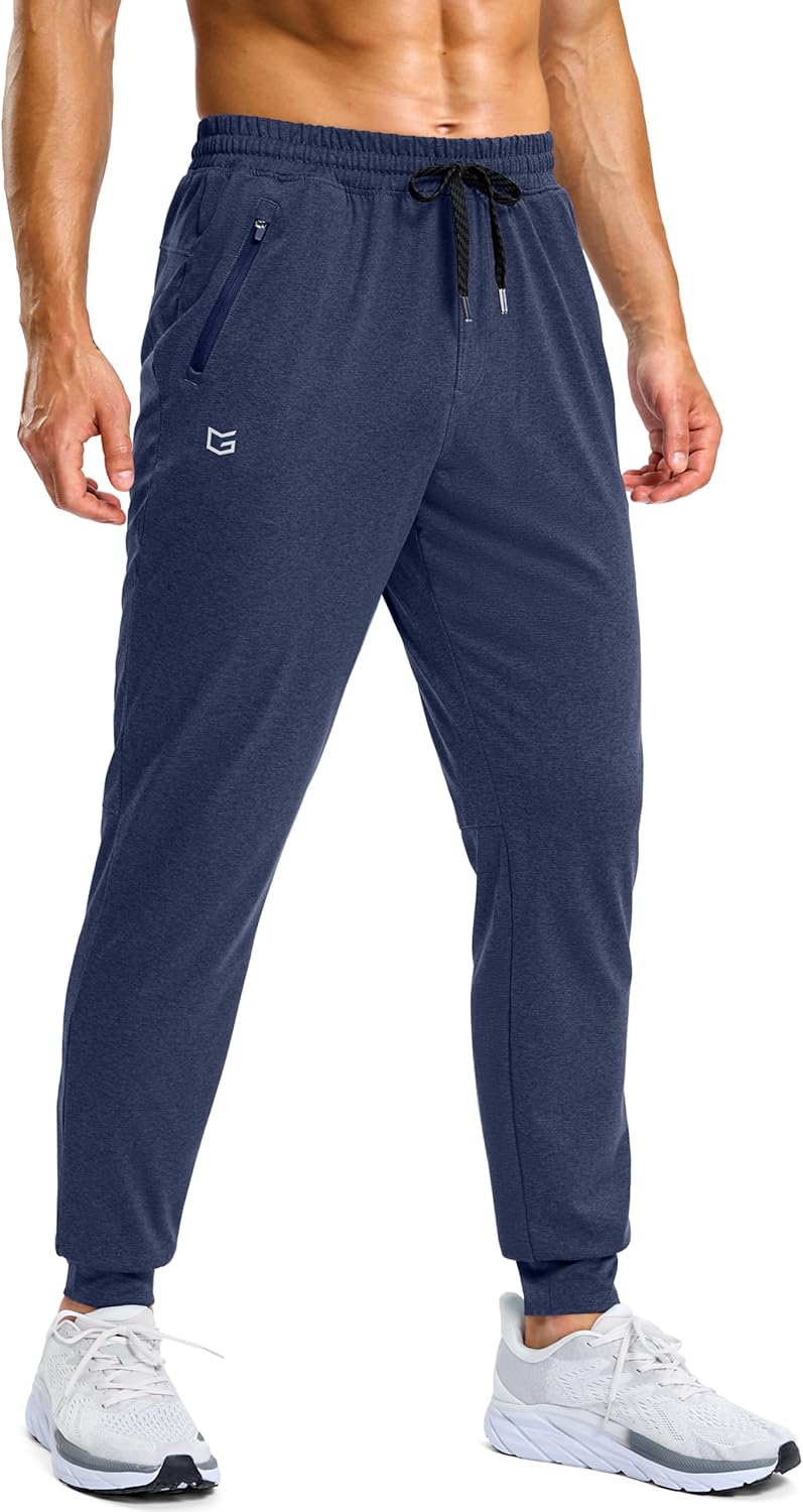 G Gradual Men's Sweatpants with Zipper Pockets Stretch Tapered Joggers Quick Dry Athletic Workout Gym Pants for Men