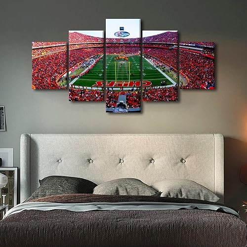 Vista 274 de Cuadros de estadios deportivos de fútbol americano de Minnesota, cuadros de vikingos, 5 paneles, lienzo para pared, arte de pared del estadio
