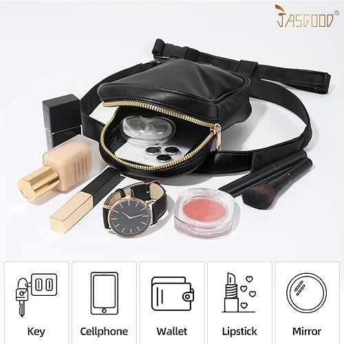 Miniatura 8 de JASGOOD Riñonera con arnés de muslo para mujer, bolsa de pierna caída, traje de Halloween, A-negro