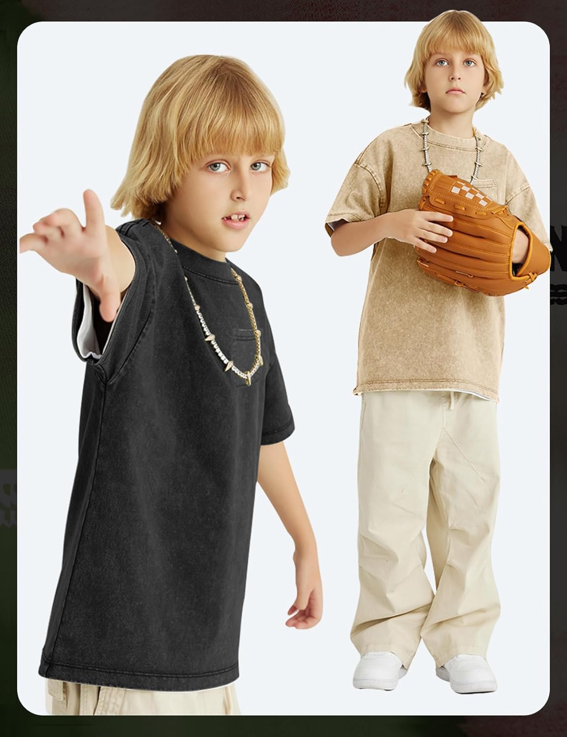 Arssm 3 Pack Boys Tshirts Kids Oversized T Shirts Cotton Acid Wash Crewneck Summer Basic Tees - Image 3