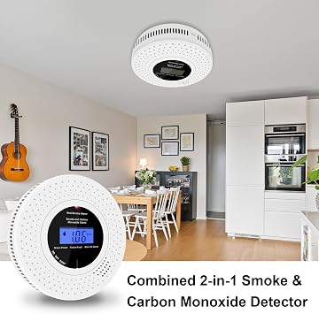 Combination Smoke Alarms and Carbon Monoxide detectors, 10 Year Life Smoke and Carbon Monoxide Alarms With replaceable batteries, EN 14604 and EN 50291 Approved,2PCS