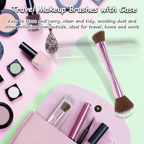 Miniatura 5 de Juego de brochas de maquillaje 4 en 1, brochas de maquillaje de viaje con estuche, brocha para base, brocha para rubor, cepillo para sombra de ojos,