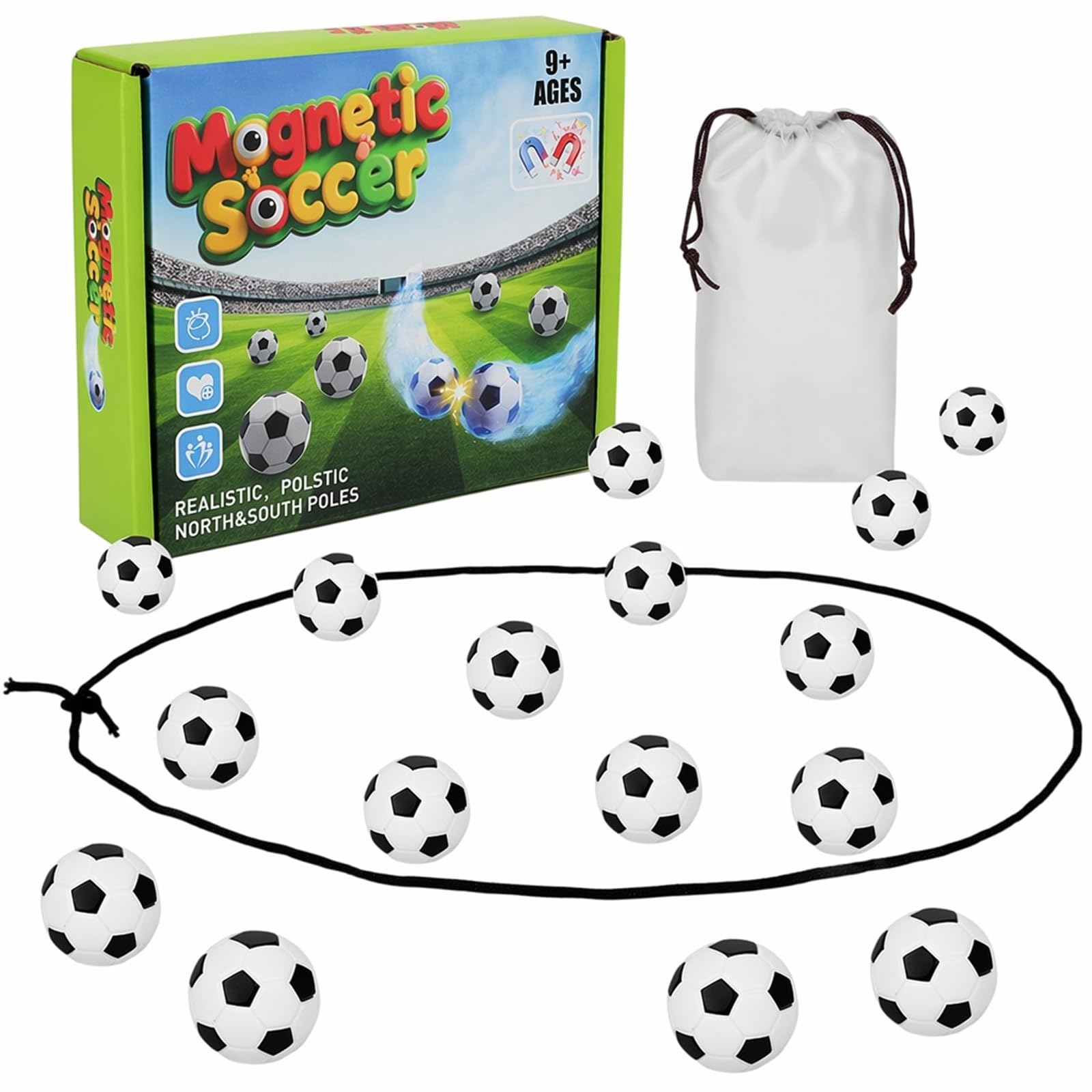 Magnetic Soccer String Game with 20 Football Stones 2 Player Family Strategy Tabletop Game Thinking Skill Improvement for Family Interactive Strategy Activity