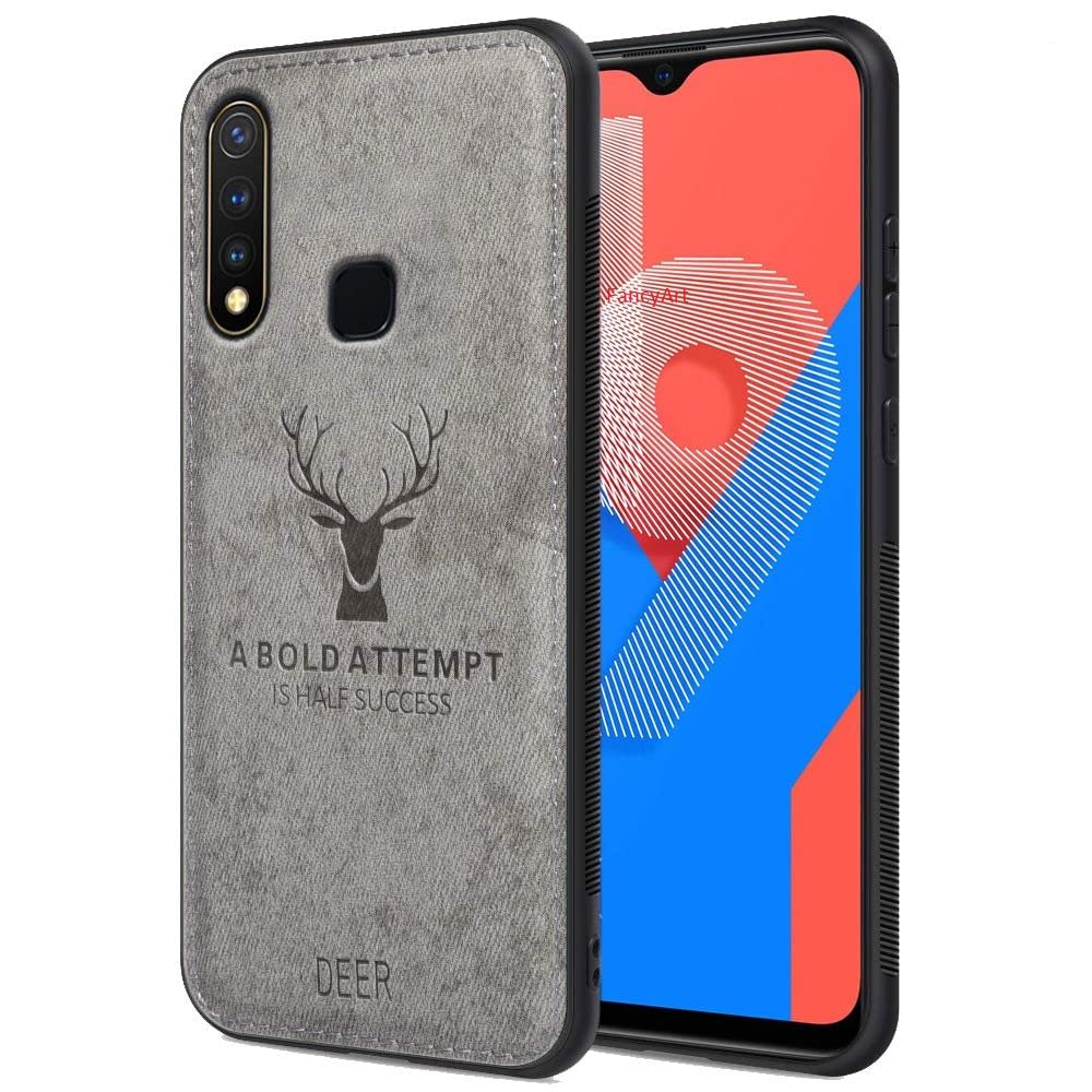 FancyArt Designer Cotton Fabric Leather Case Oppo A31 Deer Pattern Inspirational Soft Case for Oppo A31 - Gray