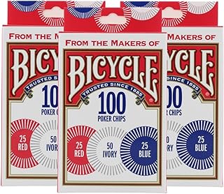Bicycle Poker Chips - 100 count with 3 colors (3 Pack)