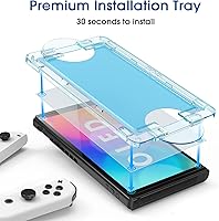 Vista 2 de amFilm Auto-Alignment OneTouch for Nintendo Switch OLED 7.0" 2021 Matte Screen Protector, Tempered Glass, 30 seconds Installation, Bubble Free, Anti