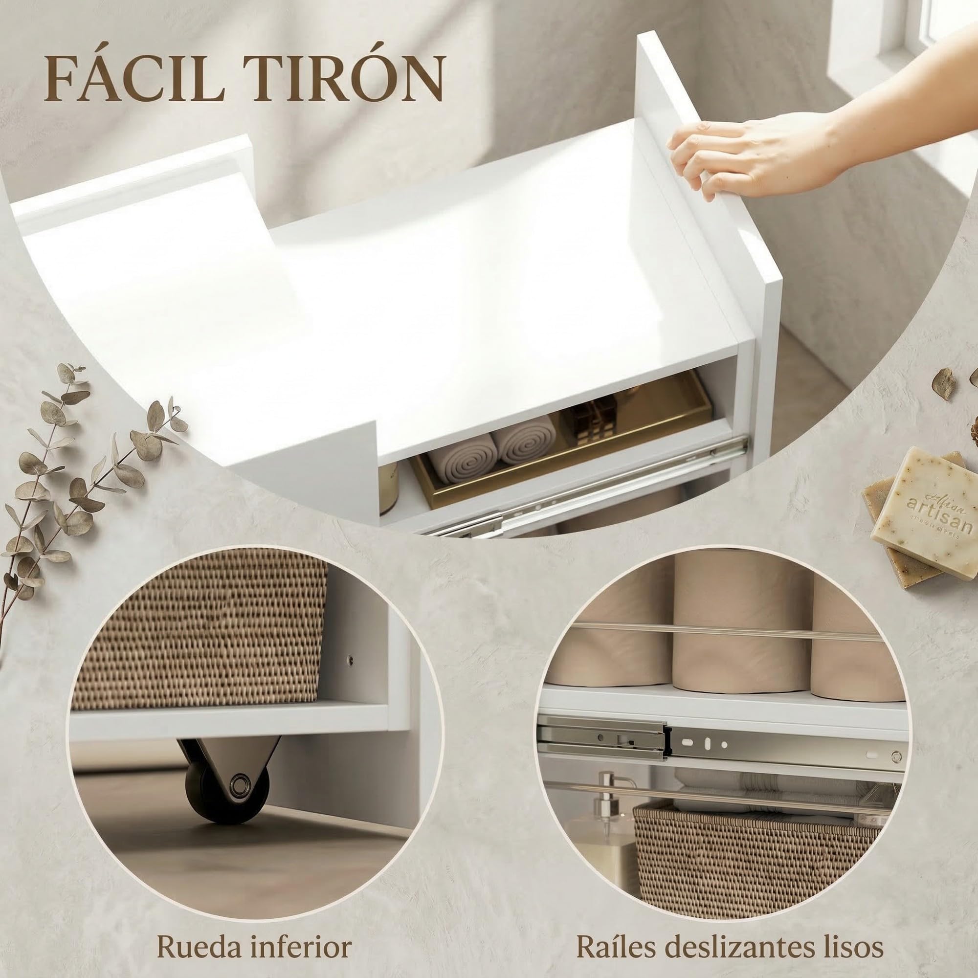 HOMCOM Armario de Baño Estrecho con Cajón Deslizante 47x30x66,5 cm Blanco