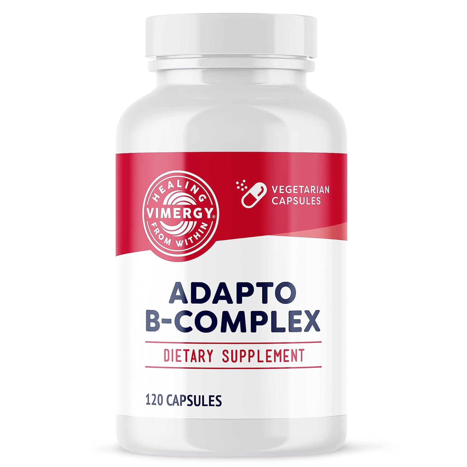 Vimergy Adapto B Complex, 120 Porções – Alta Potência com 8 Vitaminas do Complexo B, Rhodiola & Bagas de Hawthorn – Suporte à Energia Mental, Cognição e Humor - Sem Glúten, Vegano, Kosher, Paleo