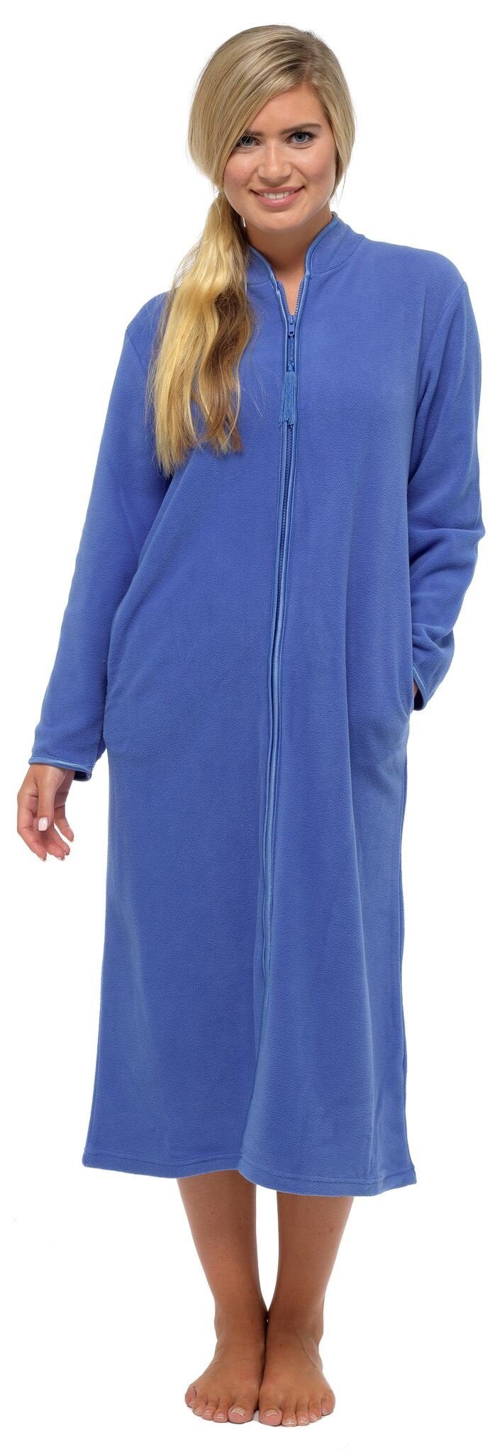 Lady Olga Women's Blue Soft Feel Dressing Gown Sizes Uk 10 To 24 Robe Wrap Zip Front Pockets (14/16, )