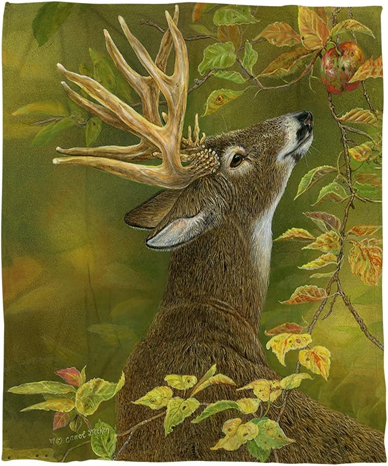 Manual Woodworkers & Weavers Coral Fleece Throw Blanket, 50 by 60-Inch, Lucky Find Whitetail