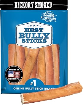 Best Bully Sticks Jumbo Hickory Smoked Bully Sticks Dog Chews, 6", 12 Count
